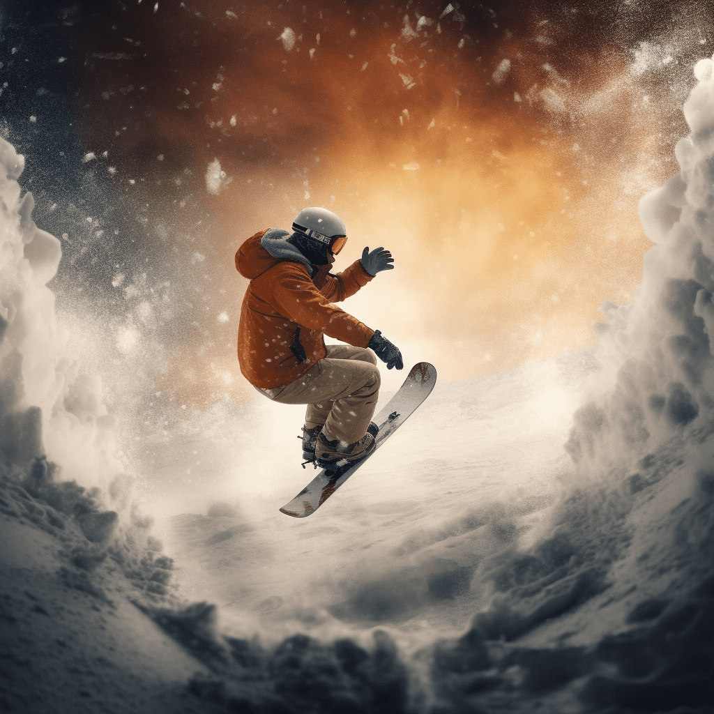 сноубордист выполняет трюк